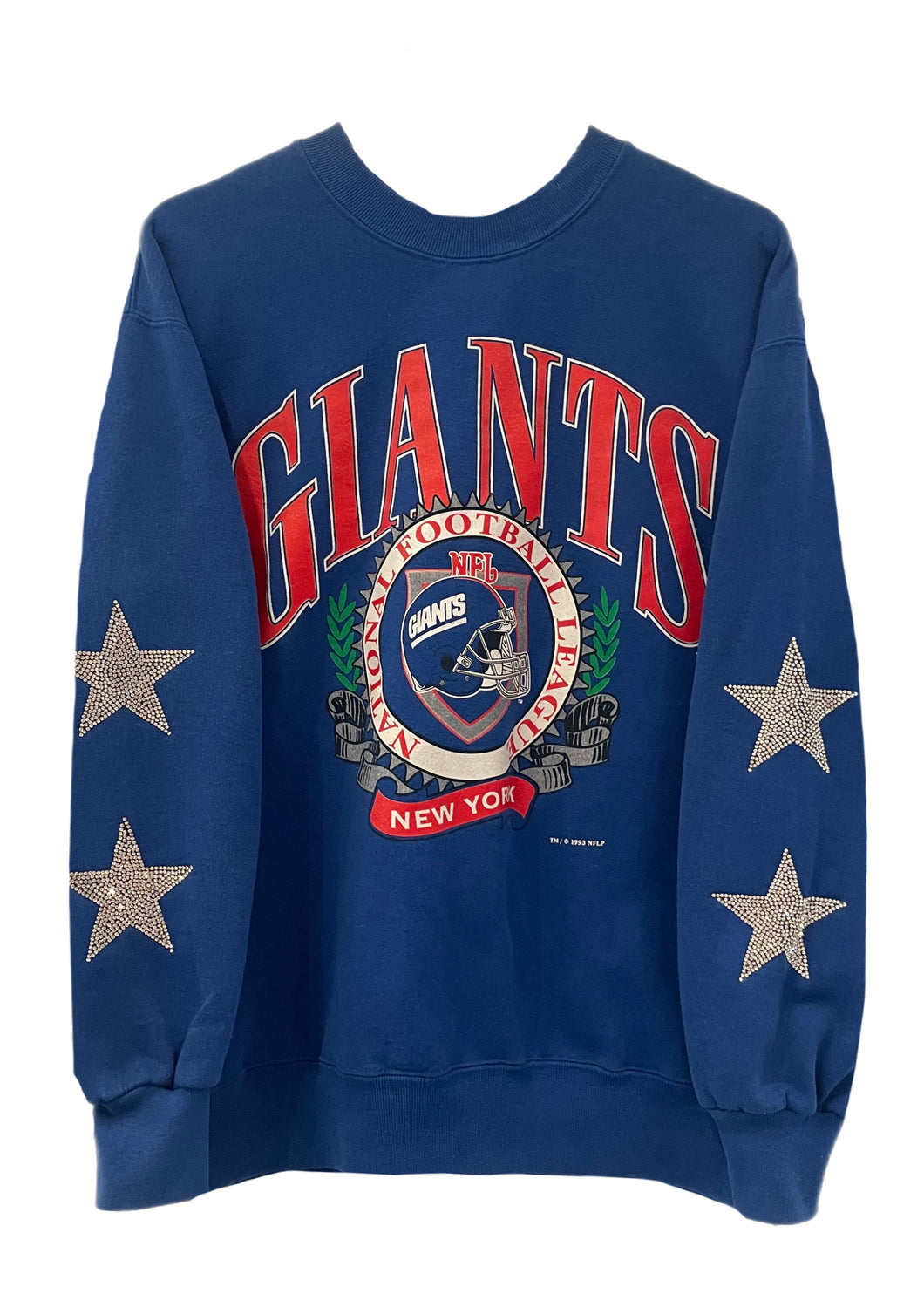 NY Giants, NFL One of a KIND Vintage Sweatshirt with Crystal Star Design.