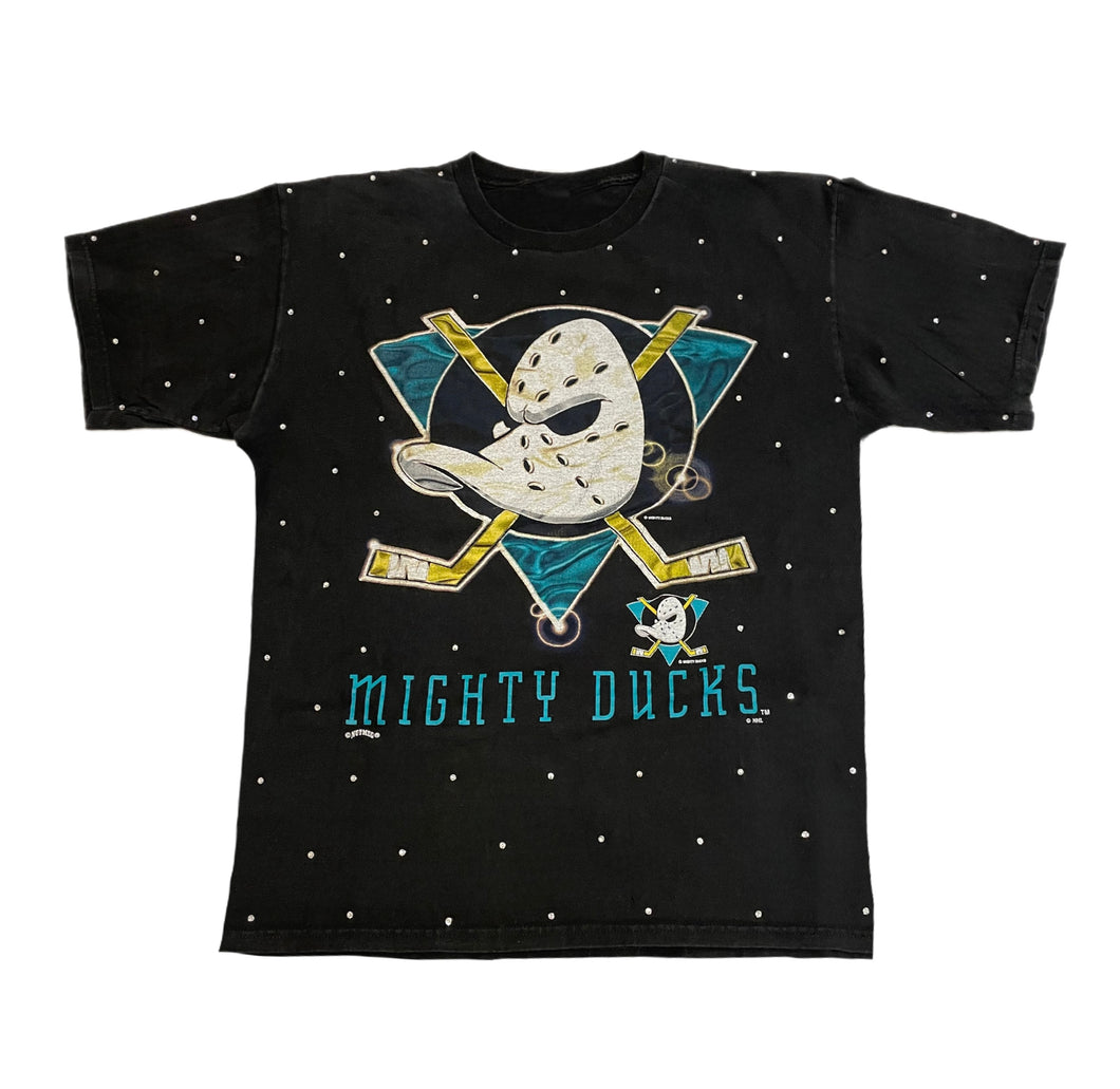 Anaheim Ducks, Hockey One of a KIND Vintage “Mighty Ducks” Tee Shirt with All Over Crystal Design.