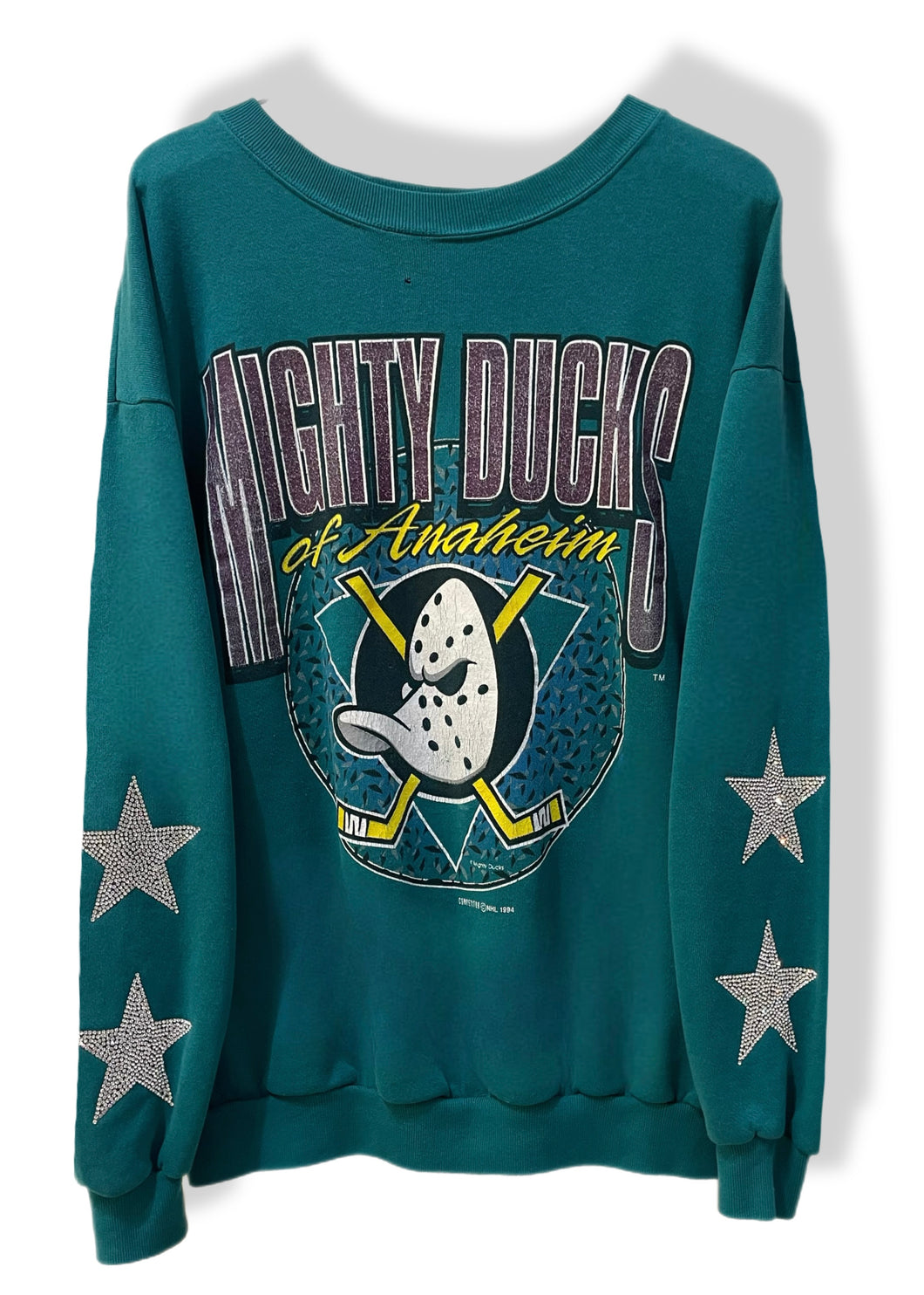 Anaheim Ducks, Hockey One of a KIND Vintage Mighty Ducks Sweatshirt with Crystal Star Design