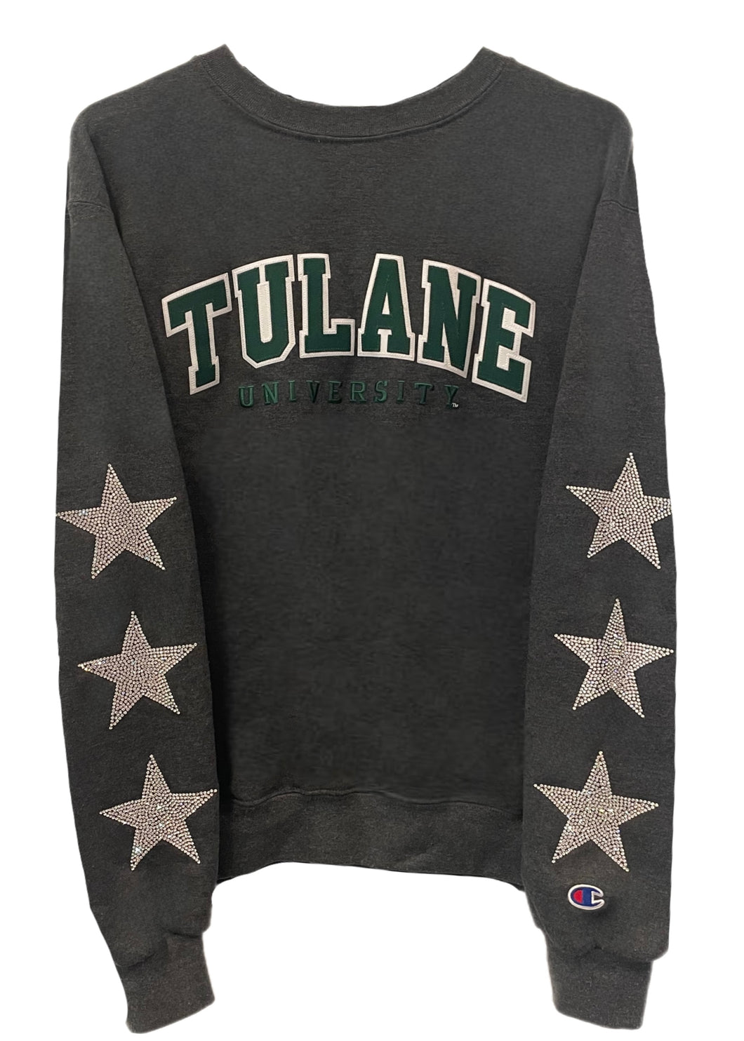 Tulane University, One of a KIND Vintage Sweatshirt with Three Crystal Star Design