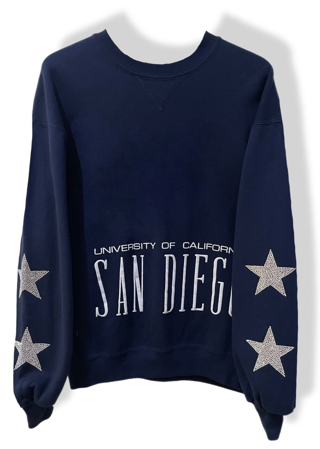 University of California San Deigo, One of a KIND Vintage UCSD Sweatshirt with Crystal Star Design