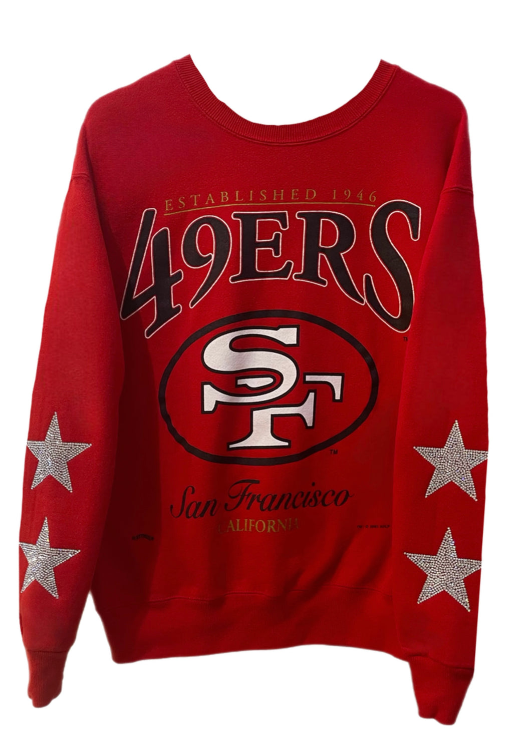 San Francisco 49ers, Football One of a KIND Vintage Sweatshirt with Crystal Star Design