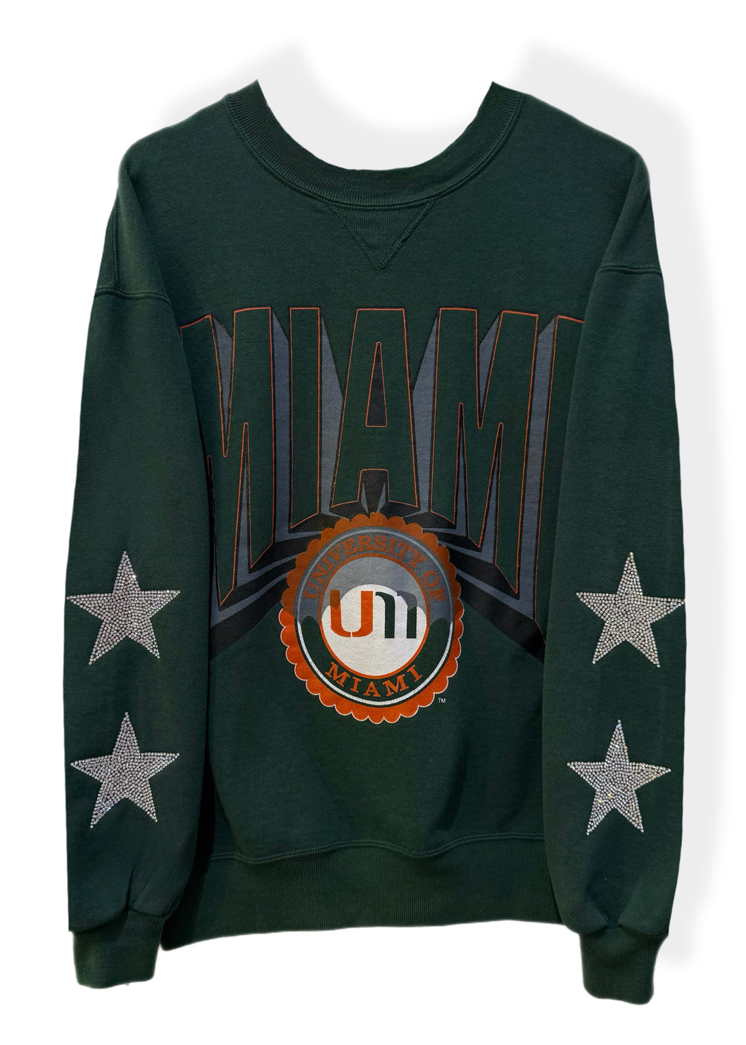 University of Miami, One of a KIND Vintage Miami Hurricanes Sweatshirt with Crystal Star Design