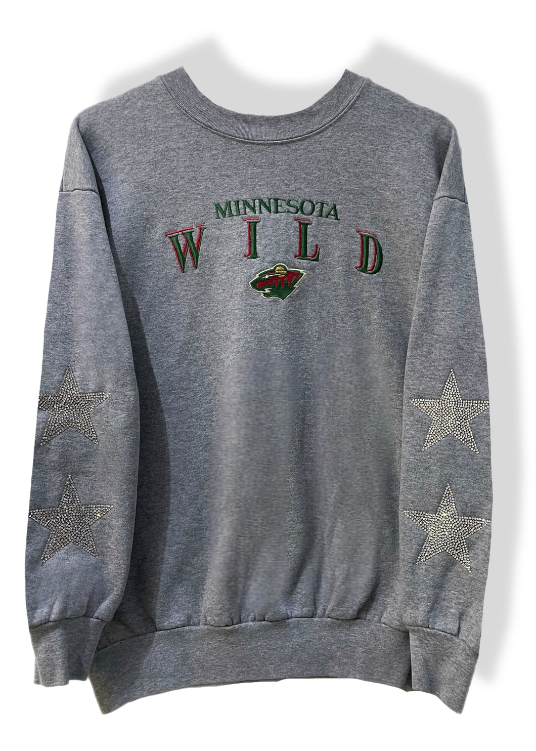 Minnesota Wild, Hockey One of a KIND Vintage Sweatshirt with Crystal Star Design