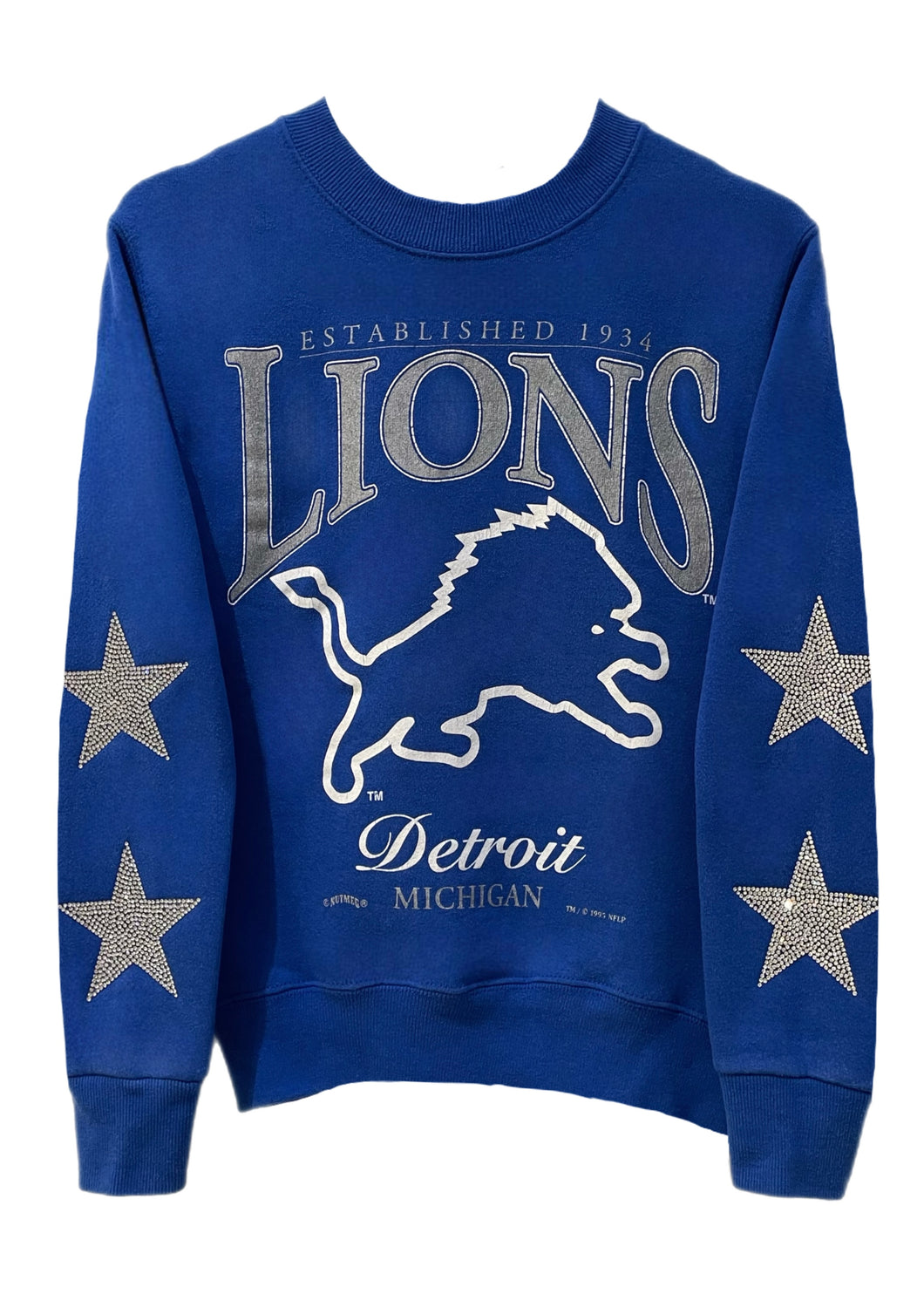 Detroit Lions, Football One of a KIND Vintage Sweatshirt with Crystal Star Design