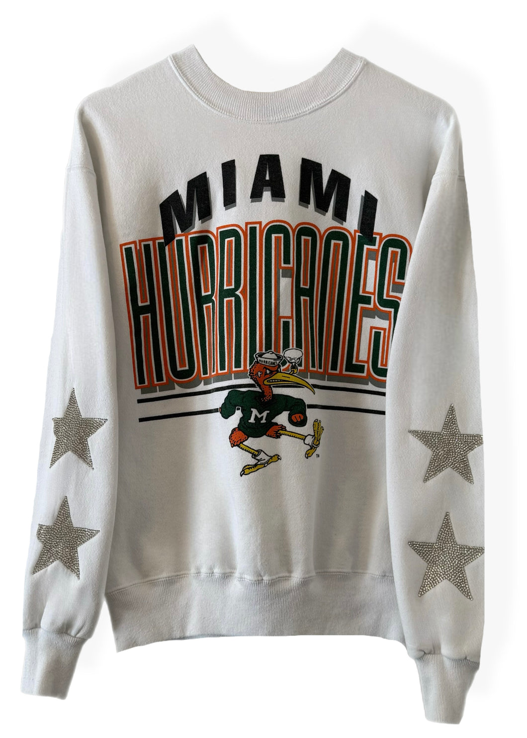 University of Miami, One of a KIND Vintage Miami Hurricanes Sweatshirt with Crystal Star Design