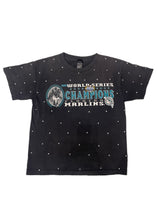 Load image into Gallery viewer, Miami Marlins, Baseball One of a KIND Vintage Tee with Overall Crystal Design
