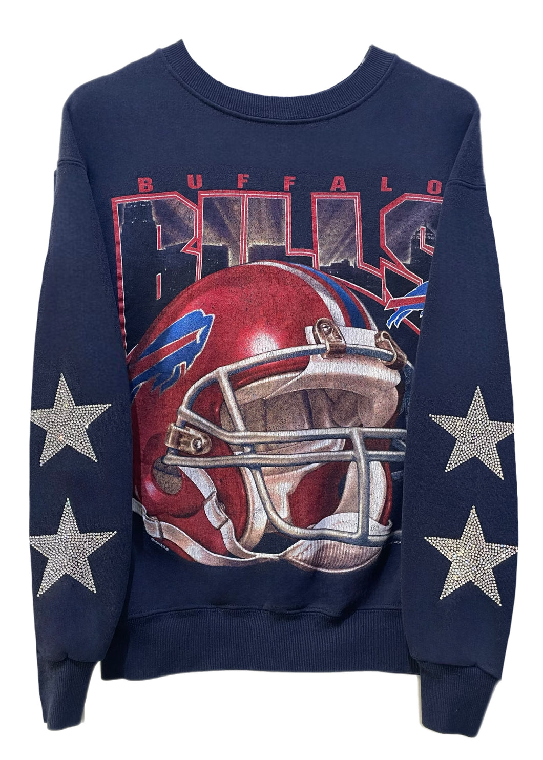 Buffalo Bills, Football One of a KIND Vintage Sweatshirt with Crystal Star Design, Custom Name & Number