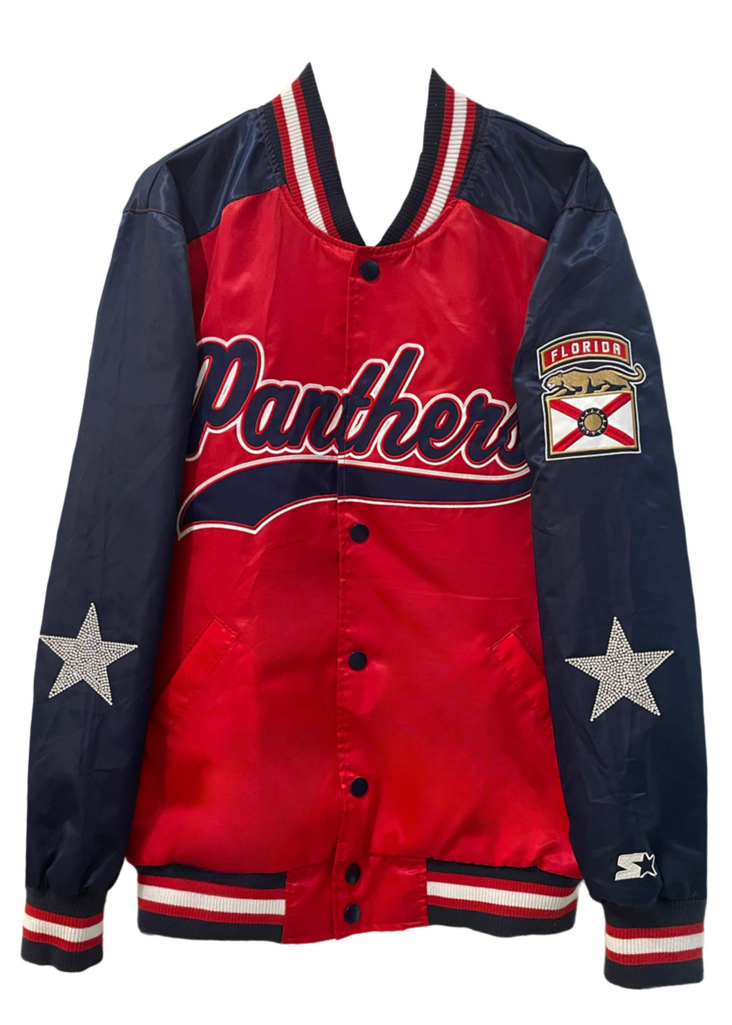 Florida Panthers, Hockey One of a KIND Vintage Starter Jacket with Crystal Star Design
