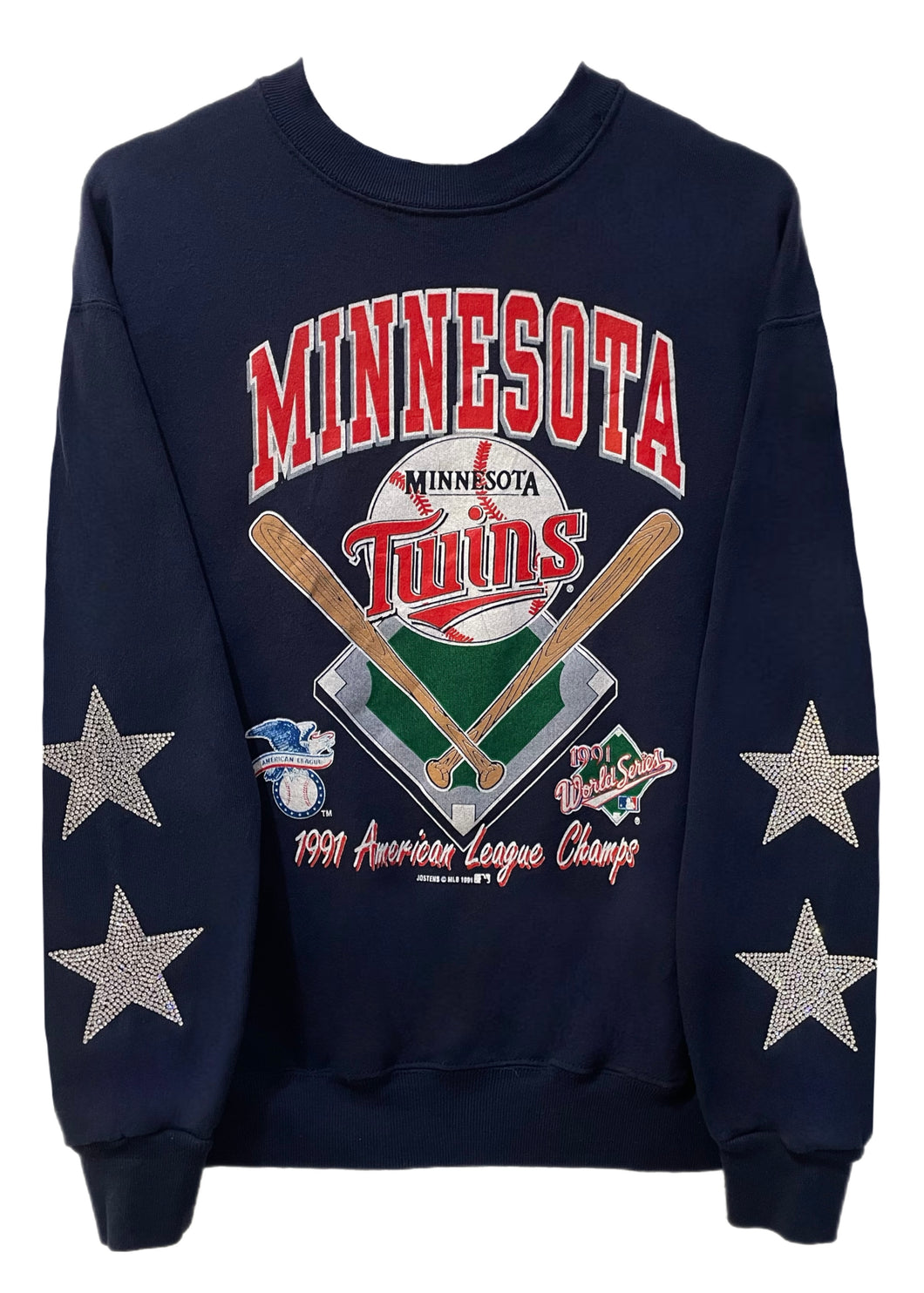 Minnesota Twins, Baseball One of a KIND Vintage Sweatshirt with Crystal Star Design