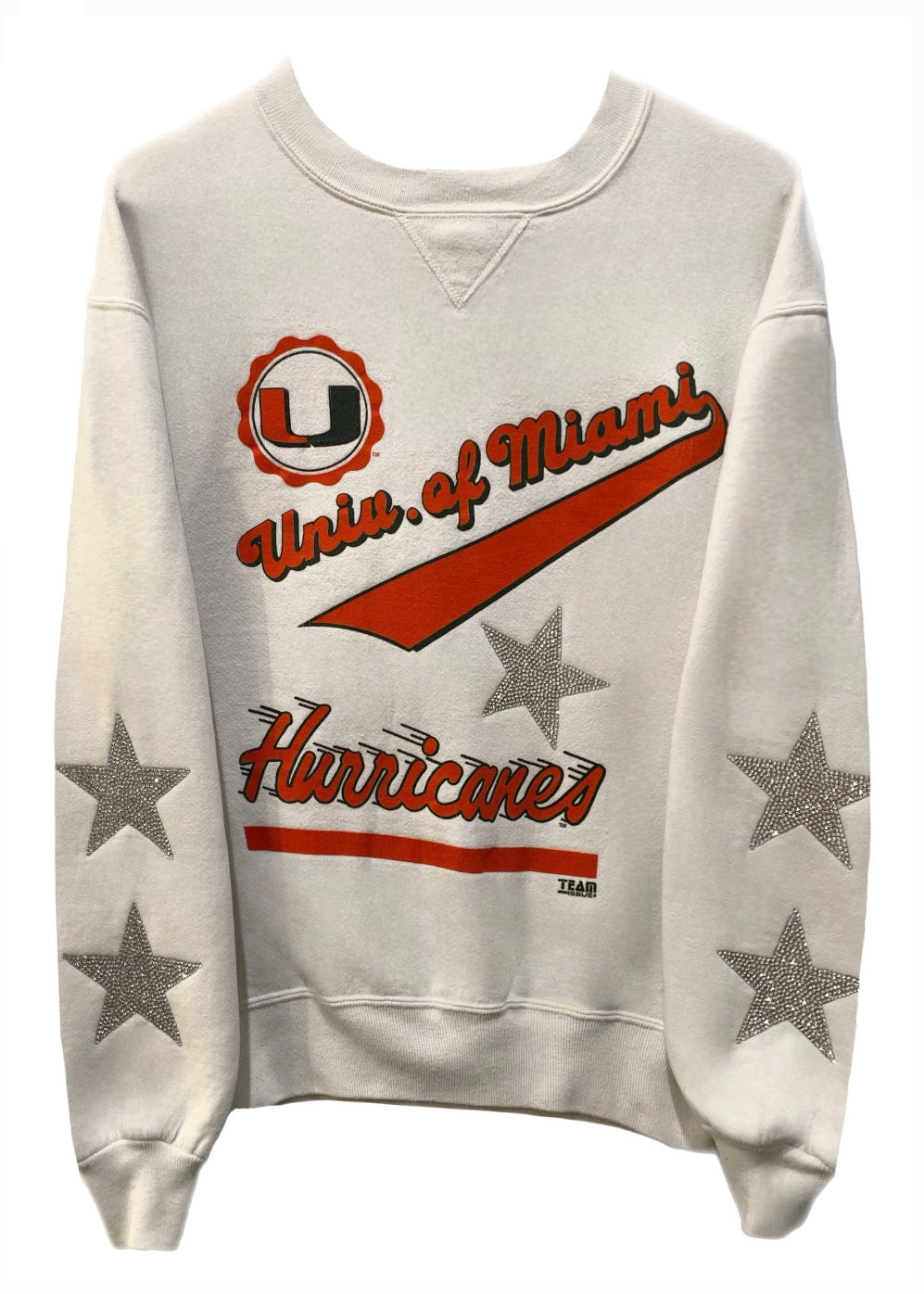 University of Miami, One of a KIND Vintage Miami Hurricanes Sweatshirt with Crystal Star Design