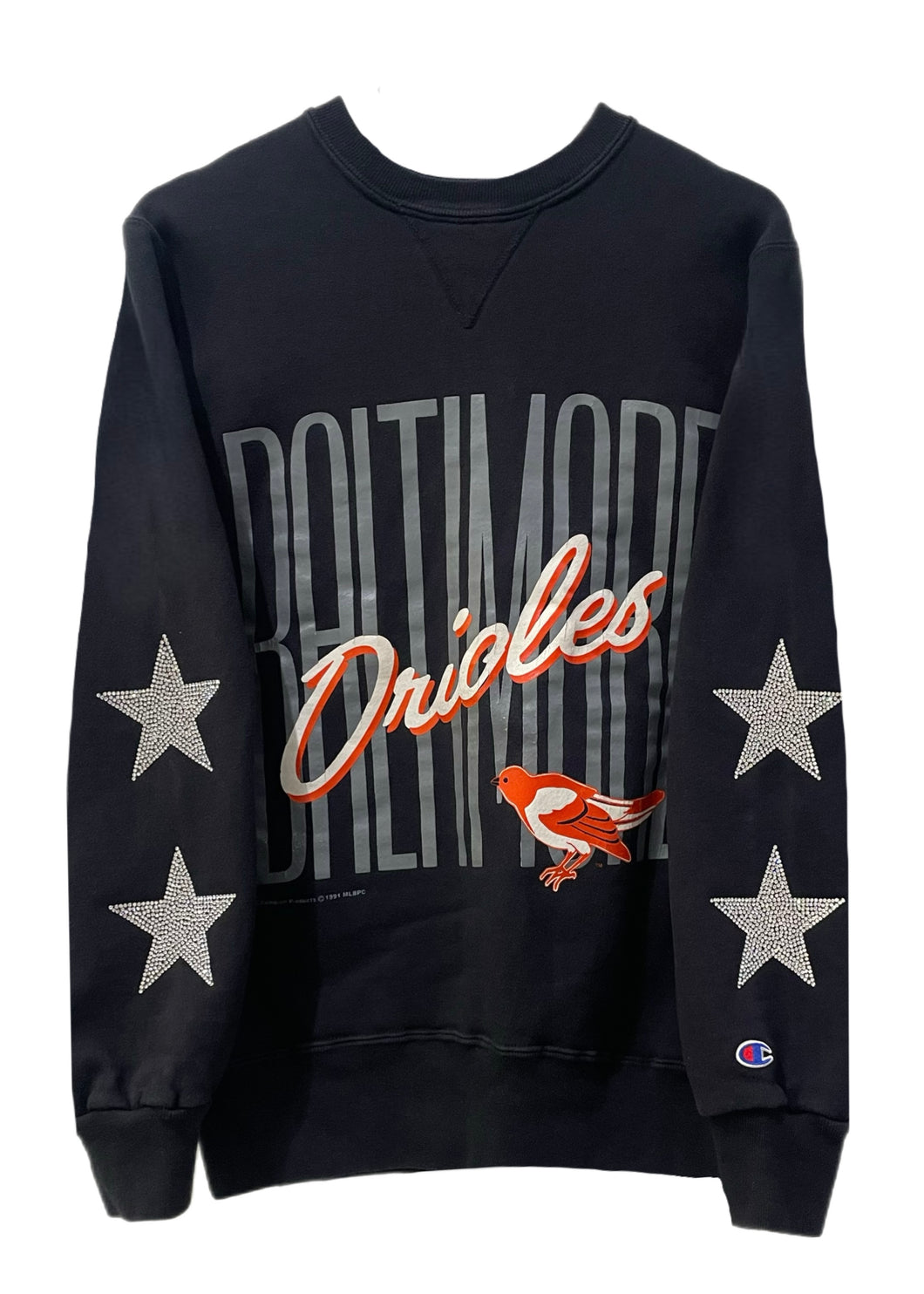 Baltimore Orioles, MLB One of a KIND Vintage Sweatshirt with Crystal Star Design