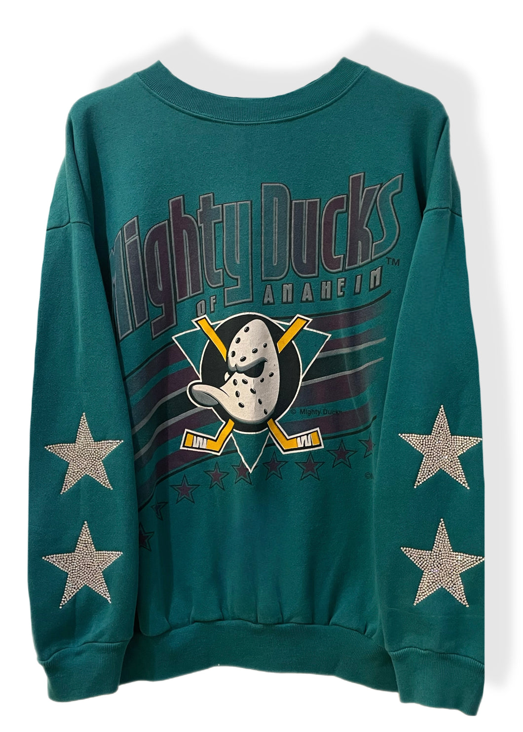 Anaheim Ducks, Hockey One of a KIND Vintage Mighty Ducks Sweatshirt with Crystal Star Design