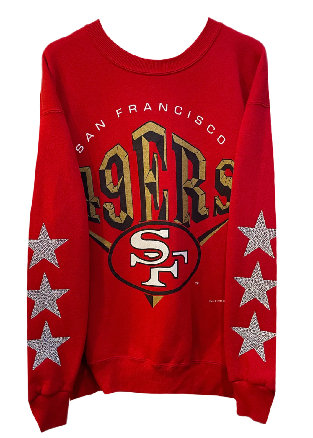 San Francisco 49ers, Football One of a KIND Vintage Sweatshirt with Three Crystal Star Design