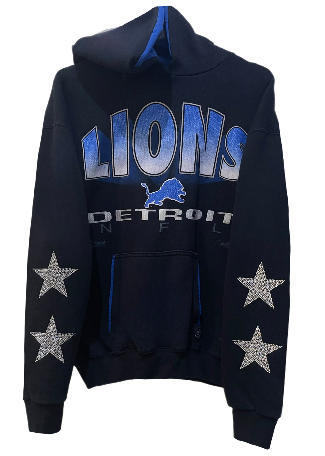 Detroit Lions, Football One of a KIND Vintage Hoddie with Crystal Star Design