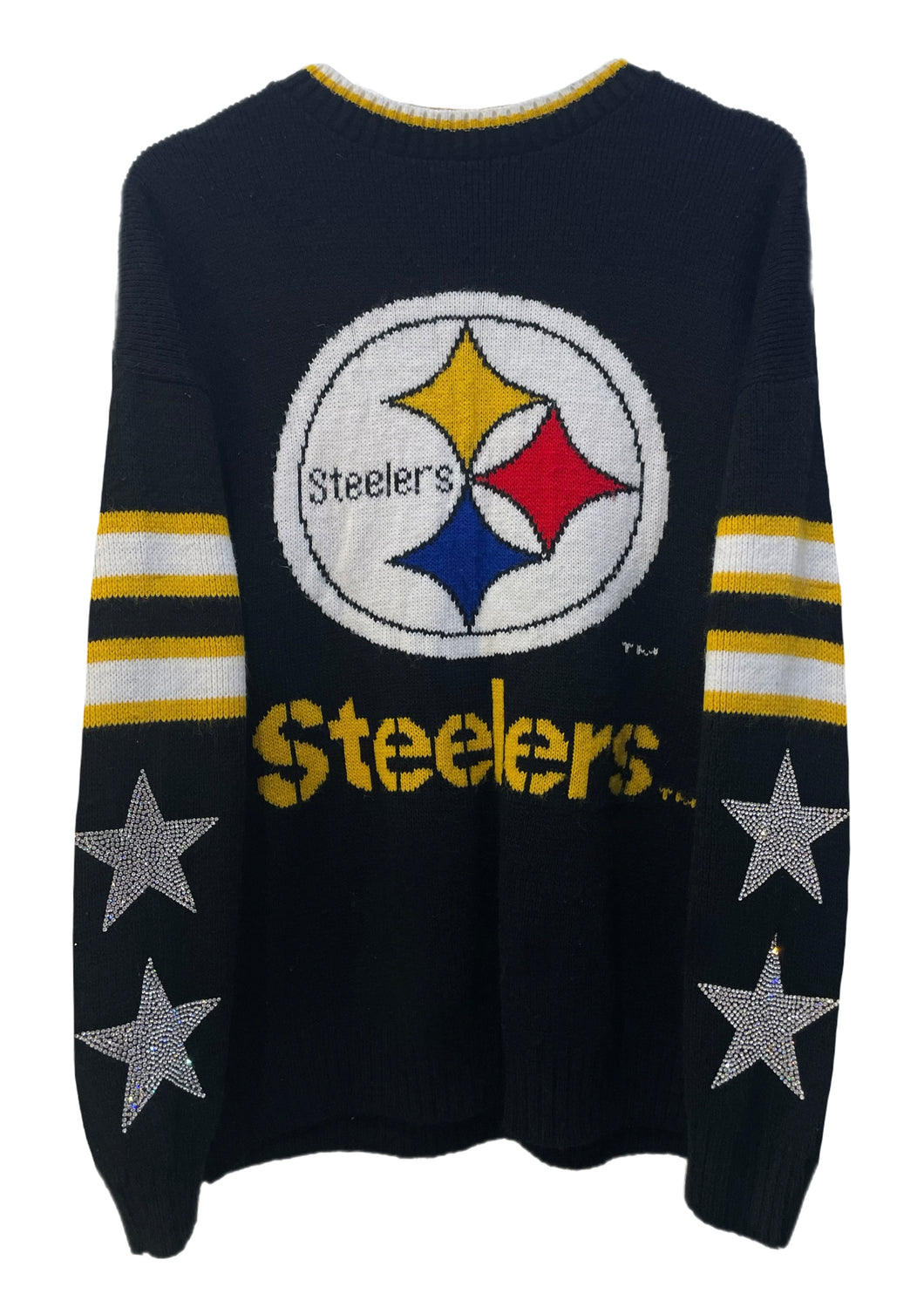 Pittsburgh Steelers, Football One of a KIND Vintage Knit Sweater with Crystal Star Design