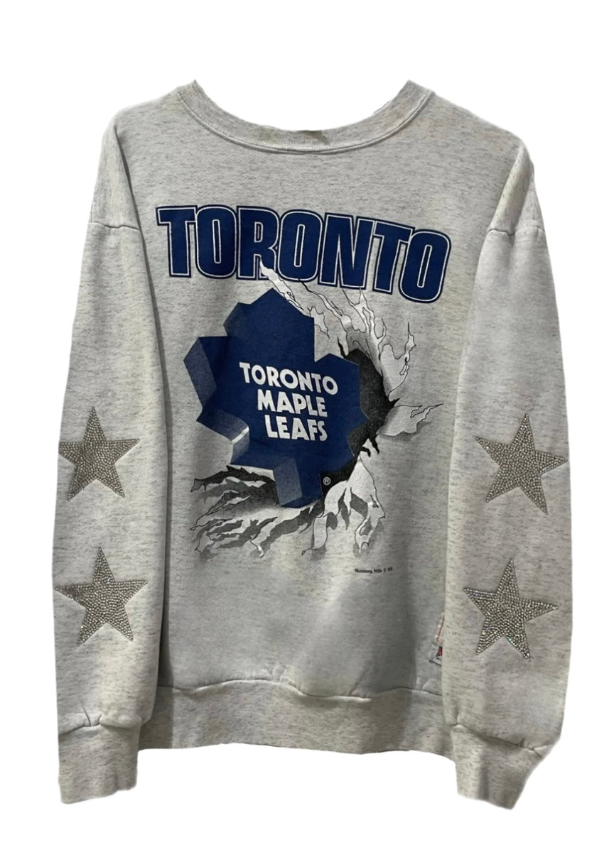 Toronto Maple Leafs, NHL One of a KIND Vintage Sweatshirt with Crystal Stars Design