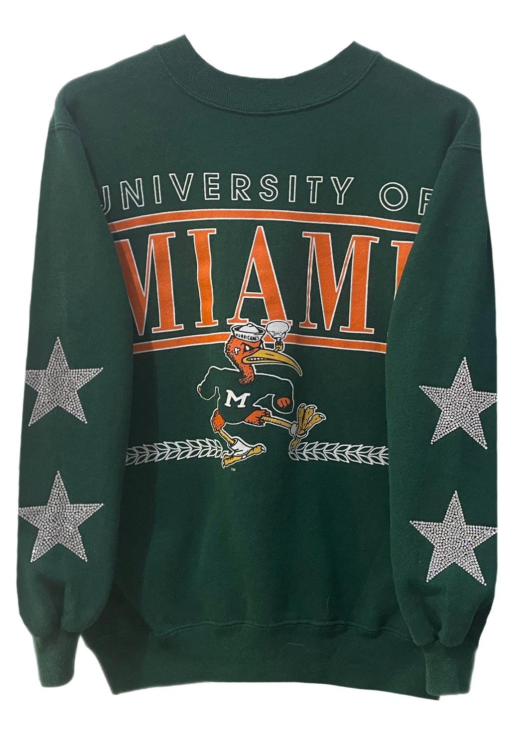 University of Miami, One of a KIND Vintage Miami Hurricanes Sweatshirt with Crystal Star Design