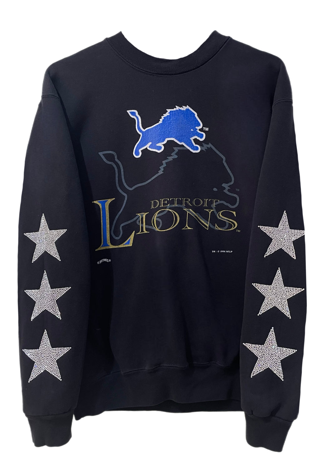 Detroit Lions, Football One of a KIND Vintage “Rare Find” Sweatshirt with Three Crystal Star Design