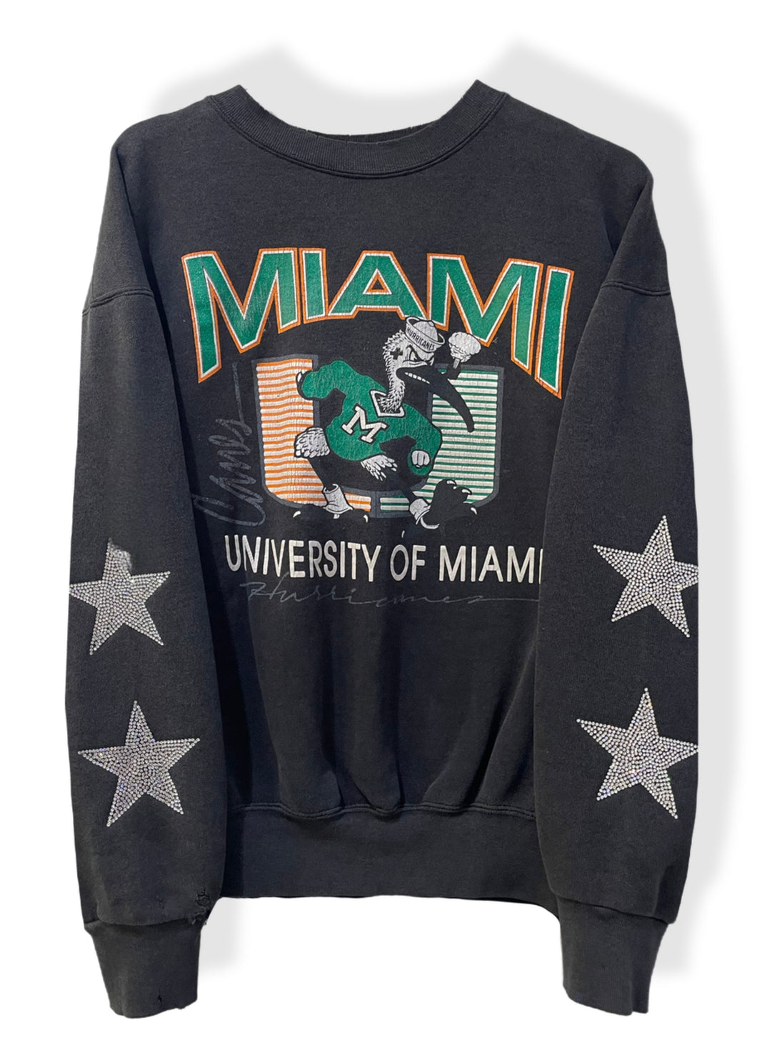 University of Miami, One of a KIND Vintage Miami Hurricanes Sweatshirt with Crystal Star Design