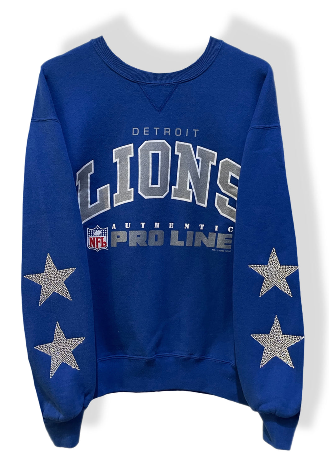 Detroit Lions, Football One of a KIND Vintage Sweatshirt with Crystal Star Design