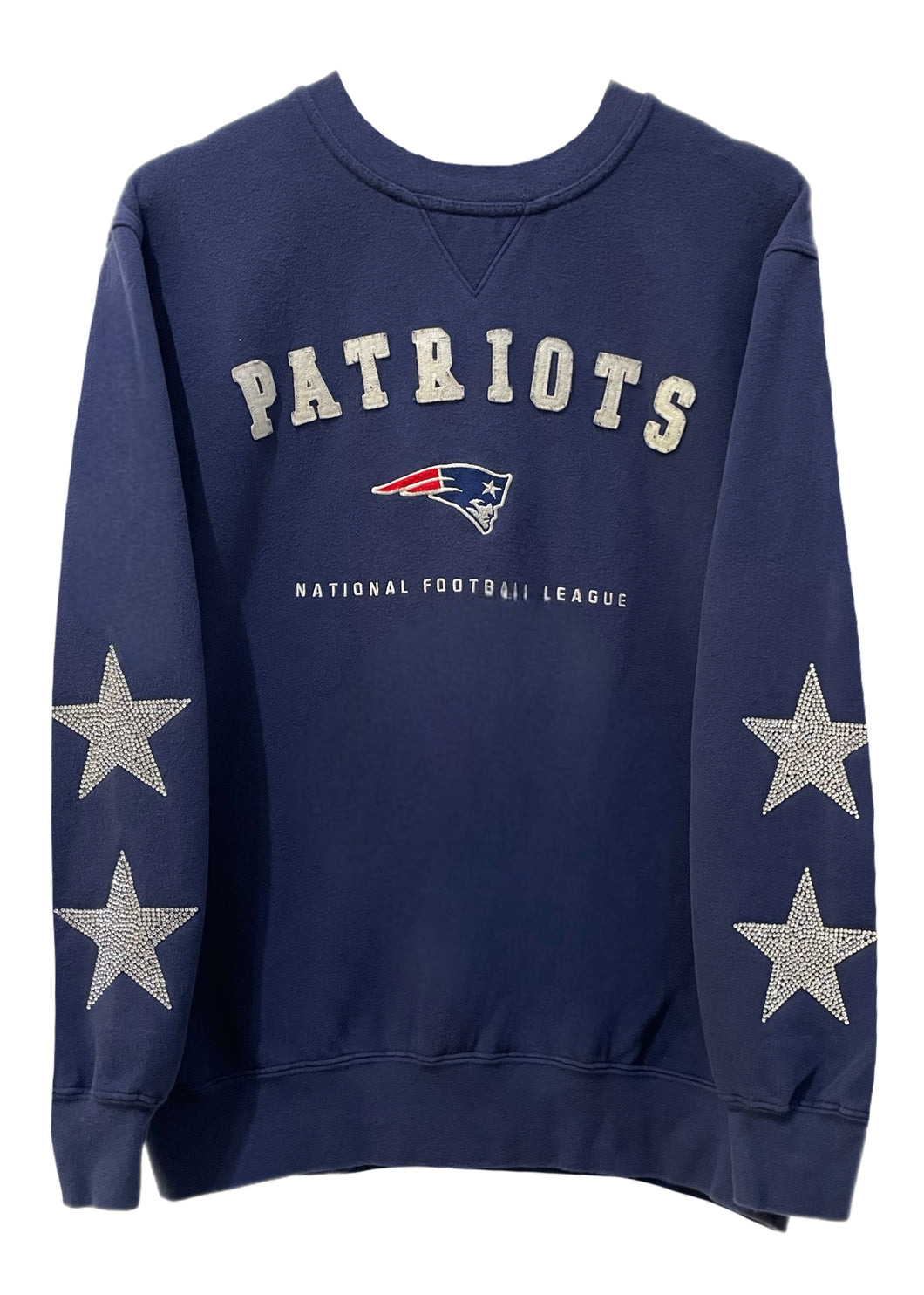 New England Patriots, Football One of a KIND Vintage Sweatshirt with Crystal Star Design