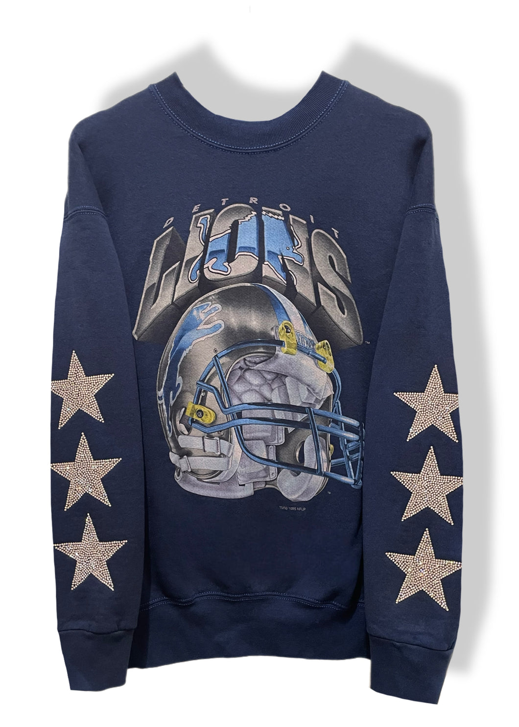 Detroit Lions, Football One of a KIND Vintage Sweatshirt with Three Crystal Star Design