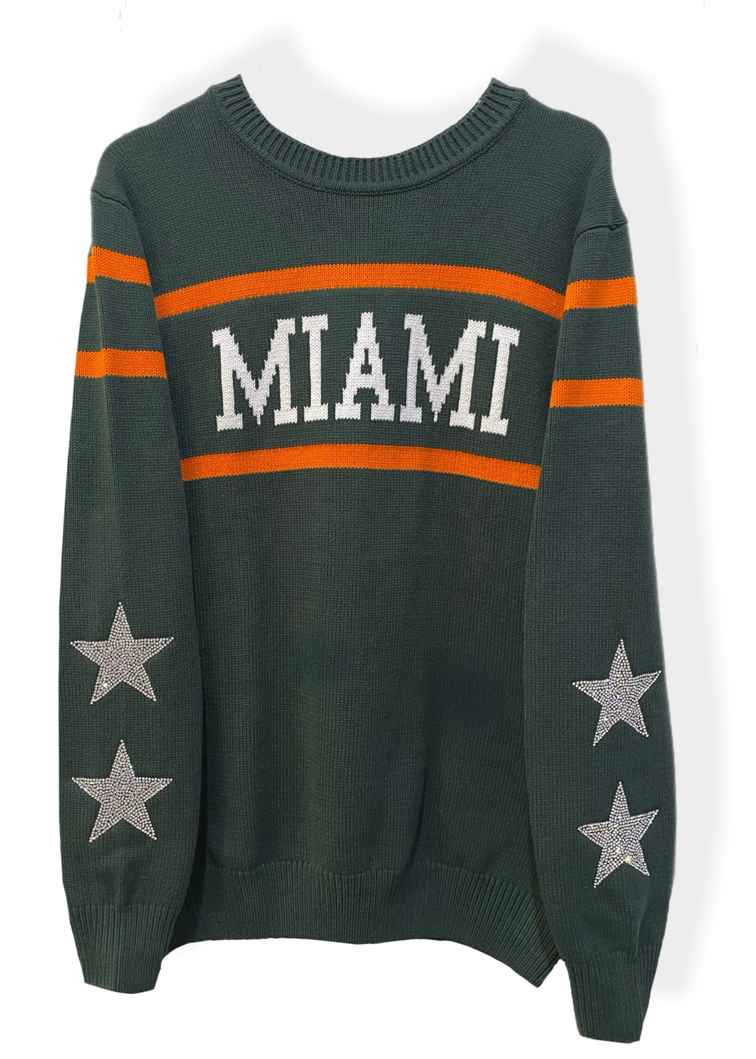 University of Miami, One of a KIND Vintage Miami Hurricanes Knit Sweater with Crystal Star Design