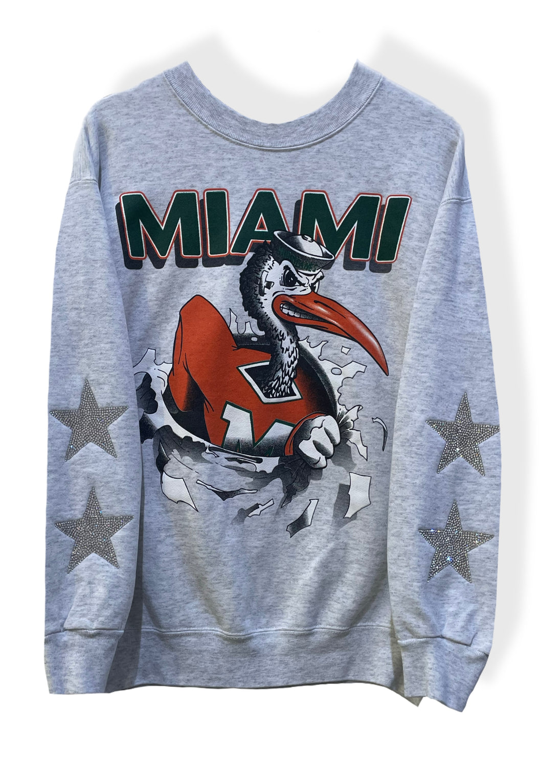 University of Miami, One of a KIND Vintage Miami Hurricanes Sweatshirt with Crystal Star Design