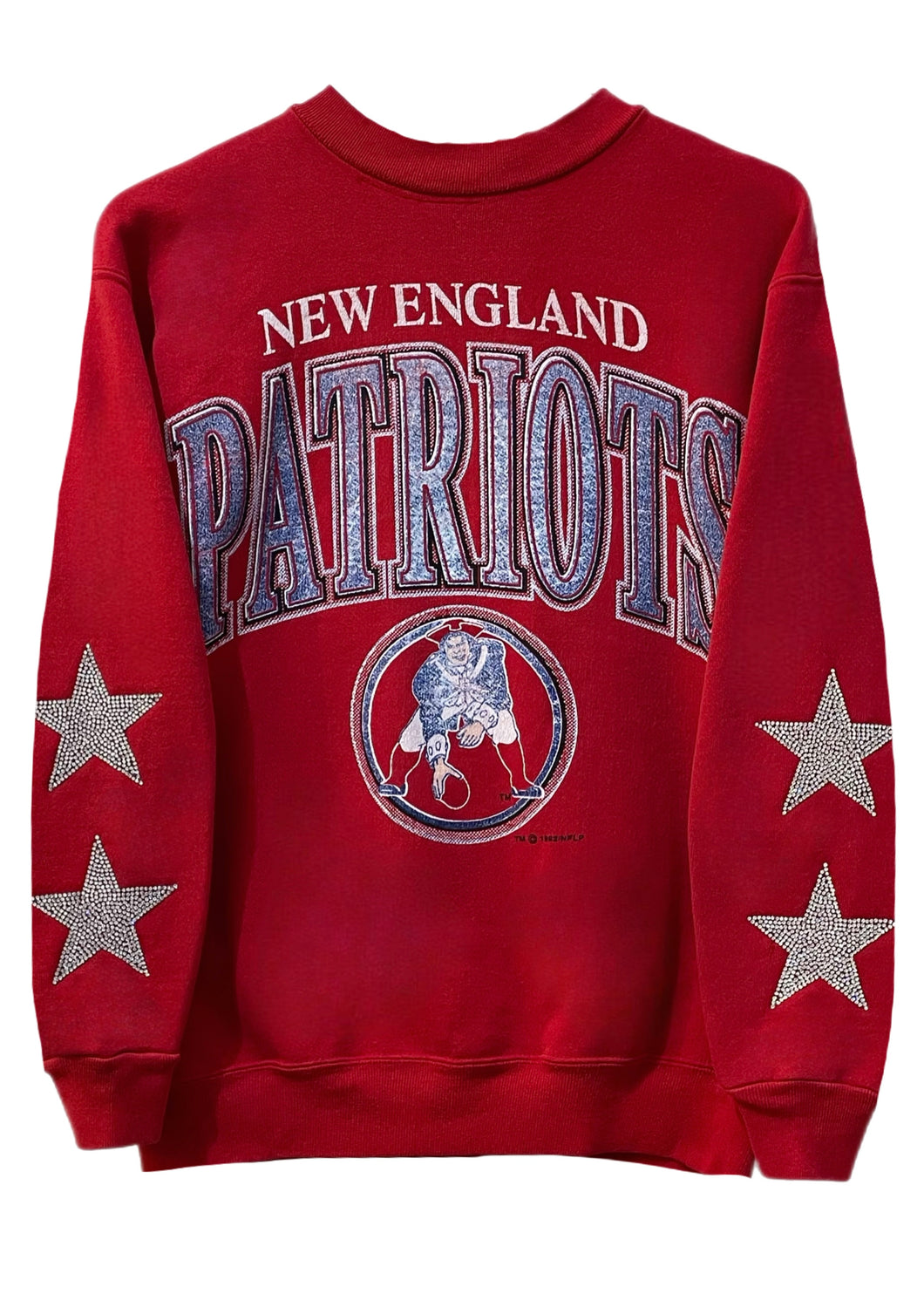 New England Patriots, Football One of a KIND Vintage Sweatshirt with Crystal Star Design