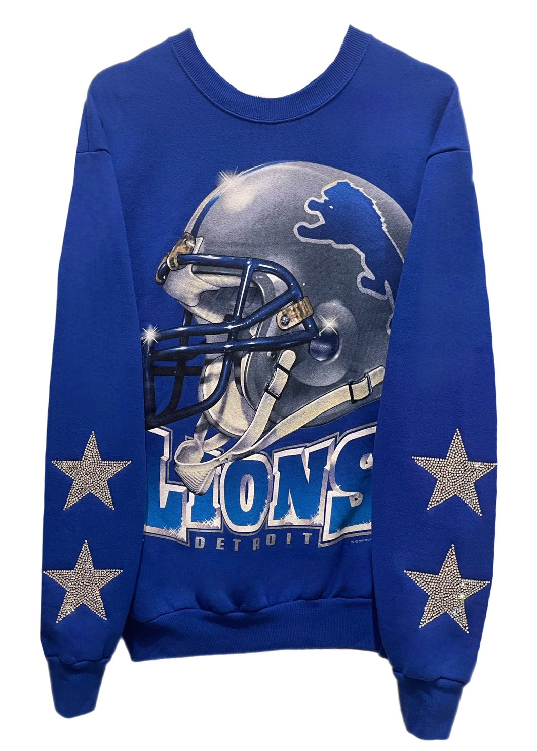 Detroit Lions, Football One of a KIND Vintage Sweatshirt with Crystal Star Design