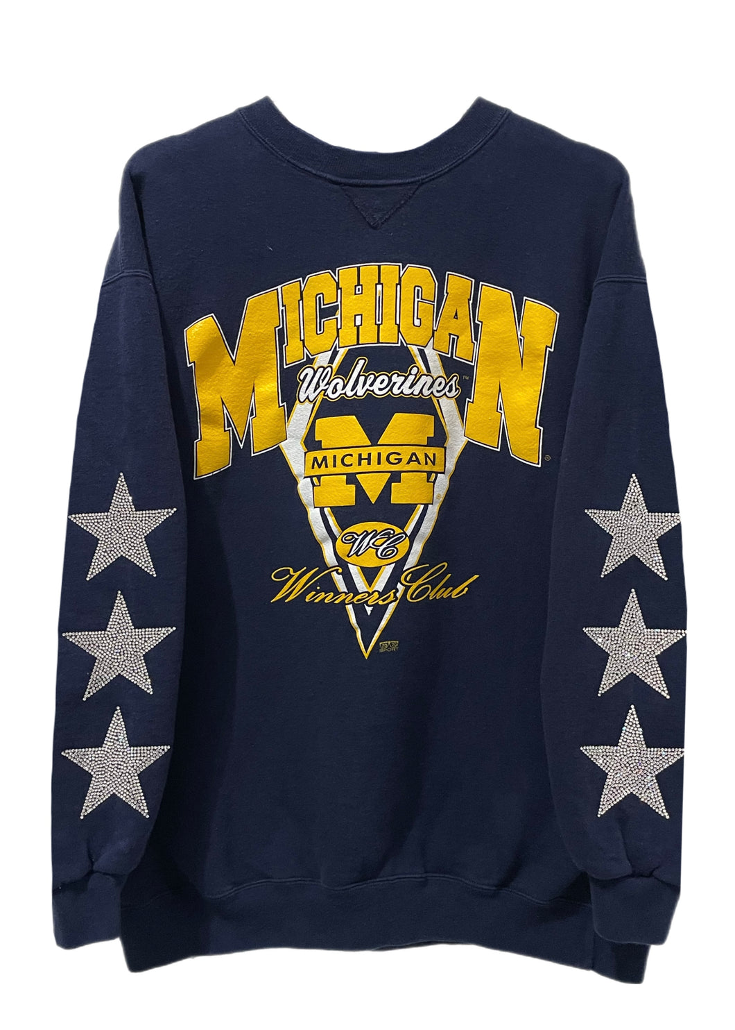 University of Michigan, One of a KIND Vintage UMich Sweatshirt with Three Crystal Star Design