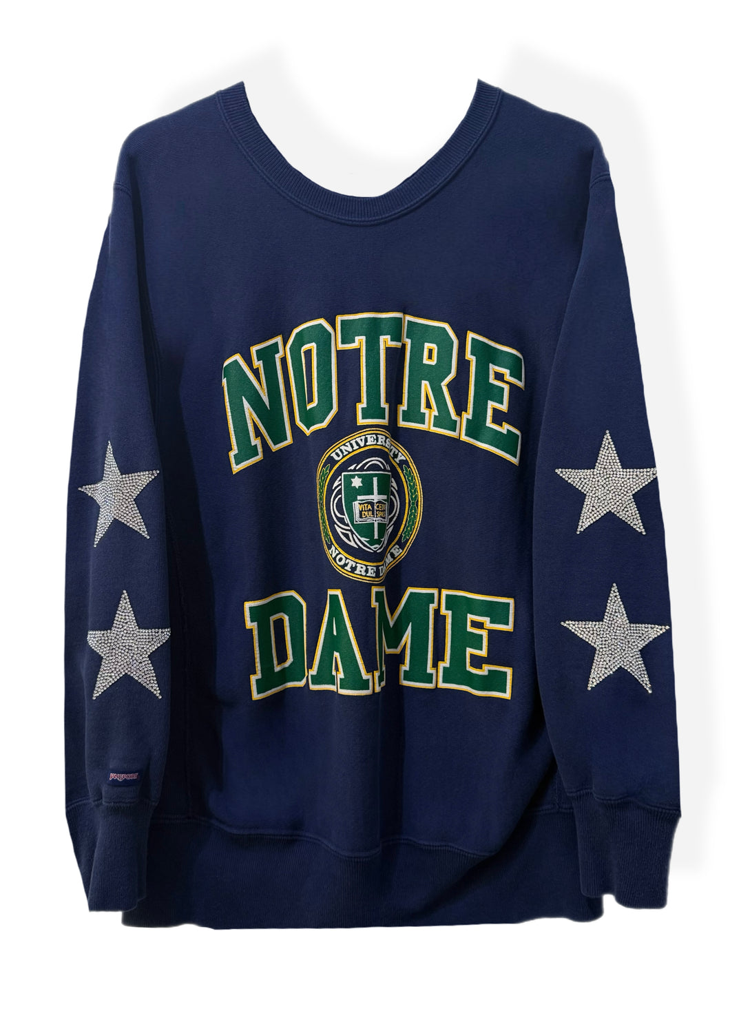 Notre Dame University, One of a KIND Vintage Sweatshirt with Crystal Star Design