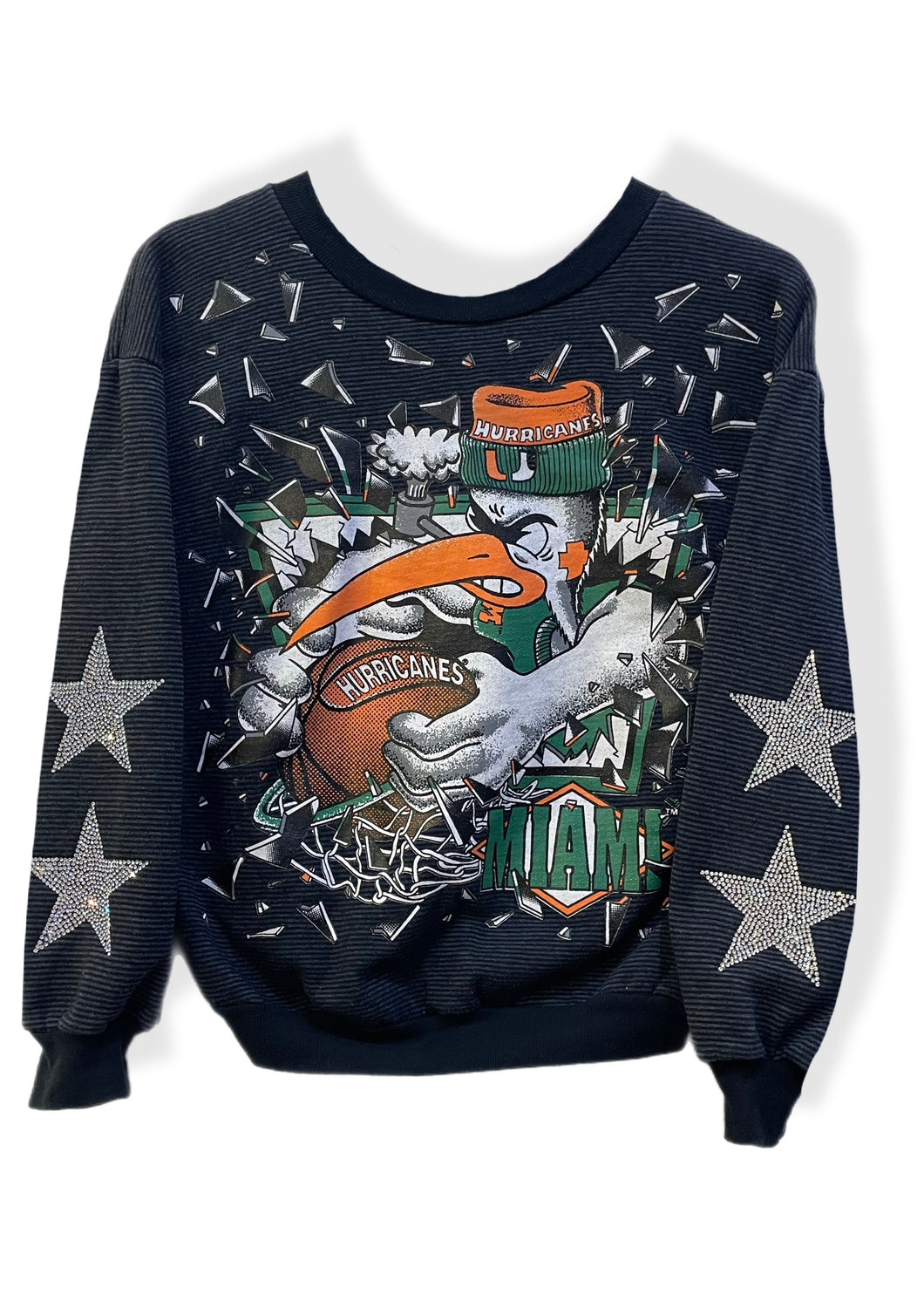 University of Miami, One of a KIND “Rare Find” Vintage Miami Hurricanes Sweatshirt with Crystal Star Design