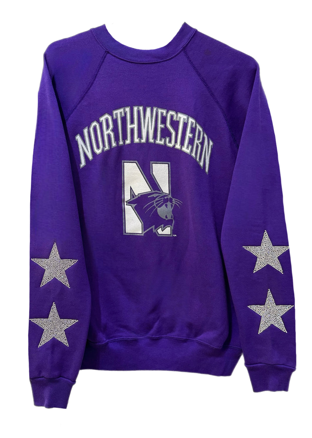 Northwestern University, One of a KIND Vintage Wildcats Sweatshirt with Crystal Star Design