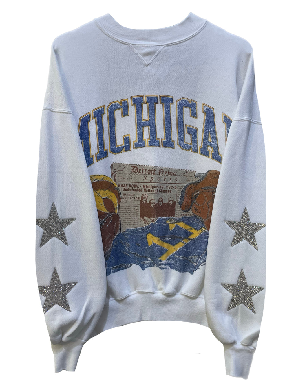 Michigan University, One of a KIND Vintage Sweatshirt with Crystal Star Design