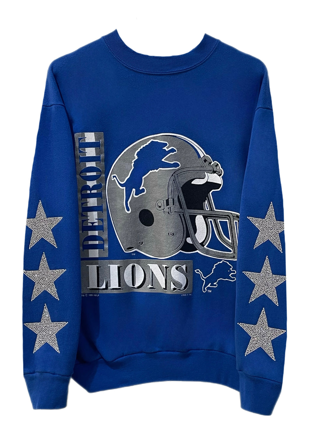 Detroit Lions, Football One of a KIND Vintage Sweatshirt with Three Crystal Star Design