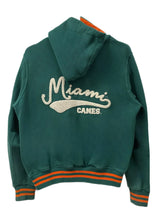 Load image into Gallery viewer, University of Miami, One of a KIND Vintage Rare Find Button Up Hoodie Miami Hurricanes Sweatshirt with Crystal Star Design
