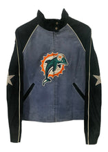Load image into Gallery viewer, Miami Dolphins, NFL “Rare Find” One of a KIND Vintage Suede Jacket with Crystal Star Design
