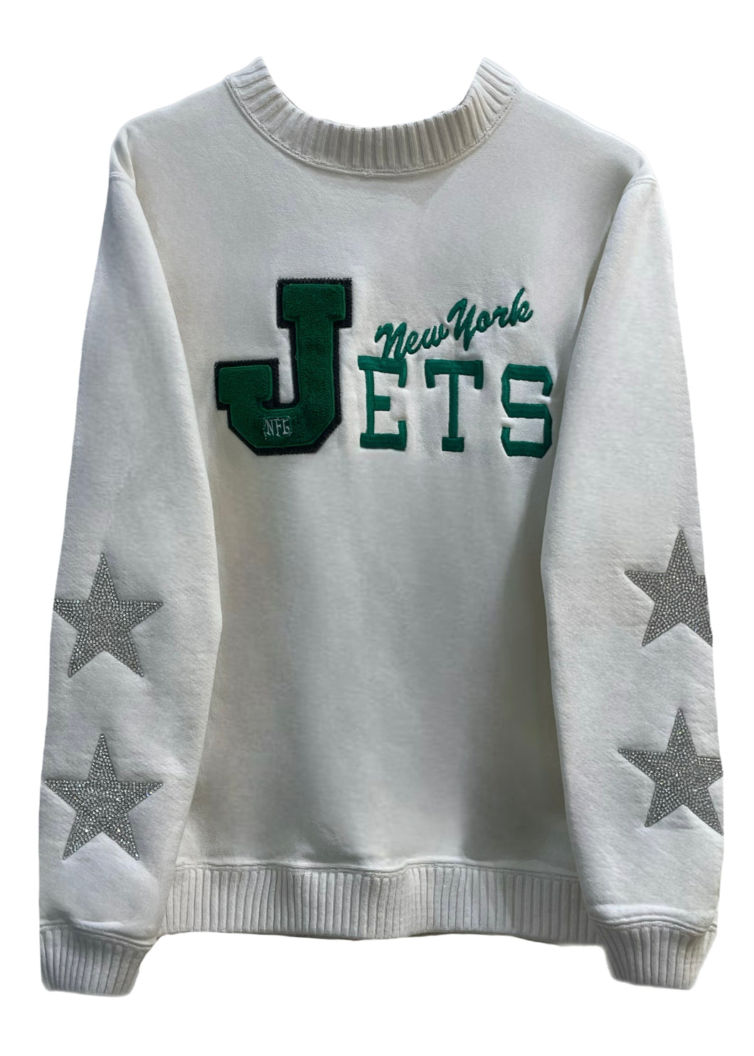 New York Jets, Football One of a KIND Vintage Sweatshirt with Crystal Star Design