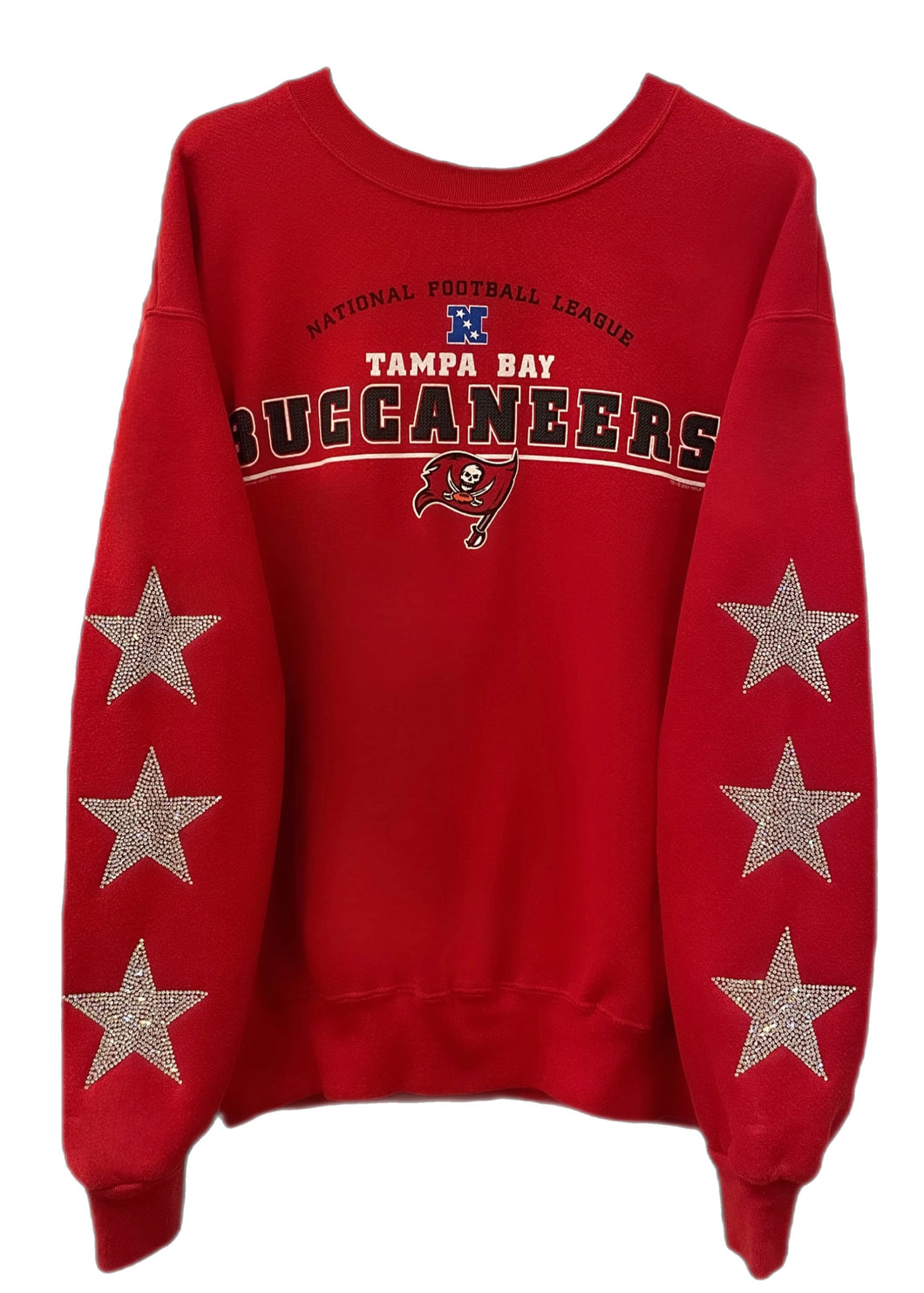 Tampa Bay Buccaneers, NFL One of a KIND Vintage Sweatshirt with Three Crystal Star Design
