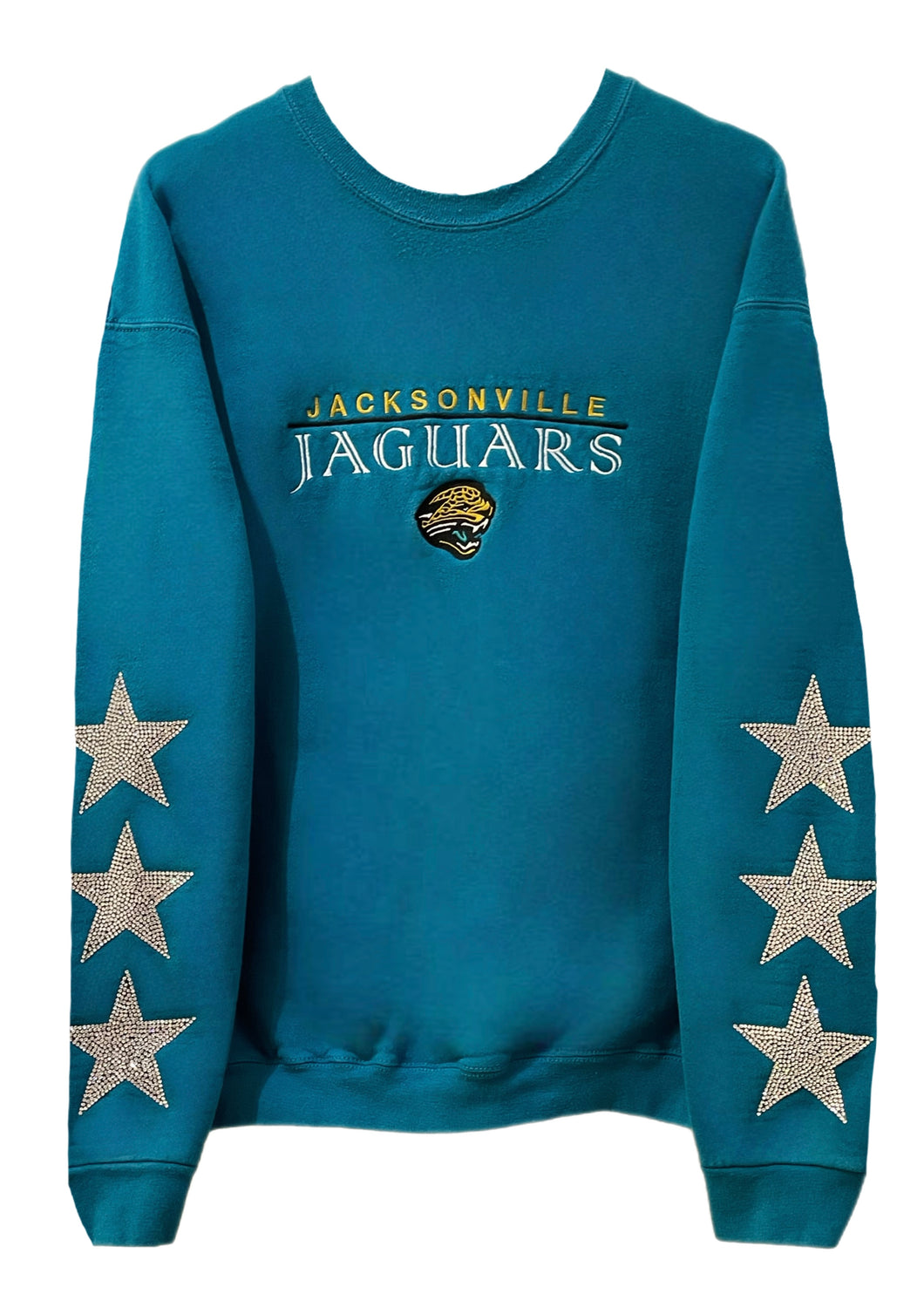 Jacksonville Jaguars, Football One of a KIND Vintage Sweatshirt with Three Crystal Star Design