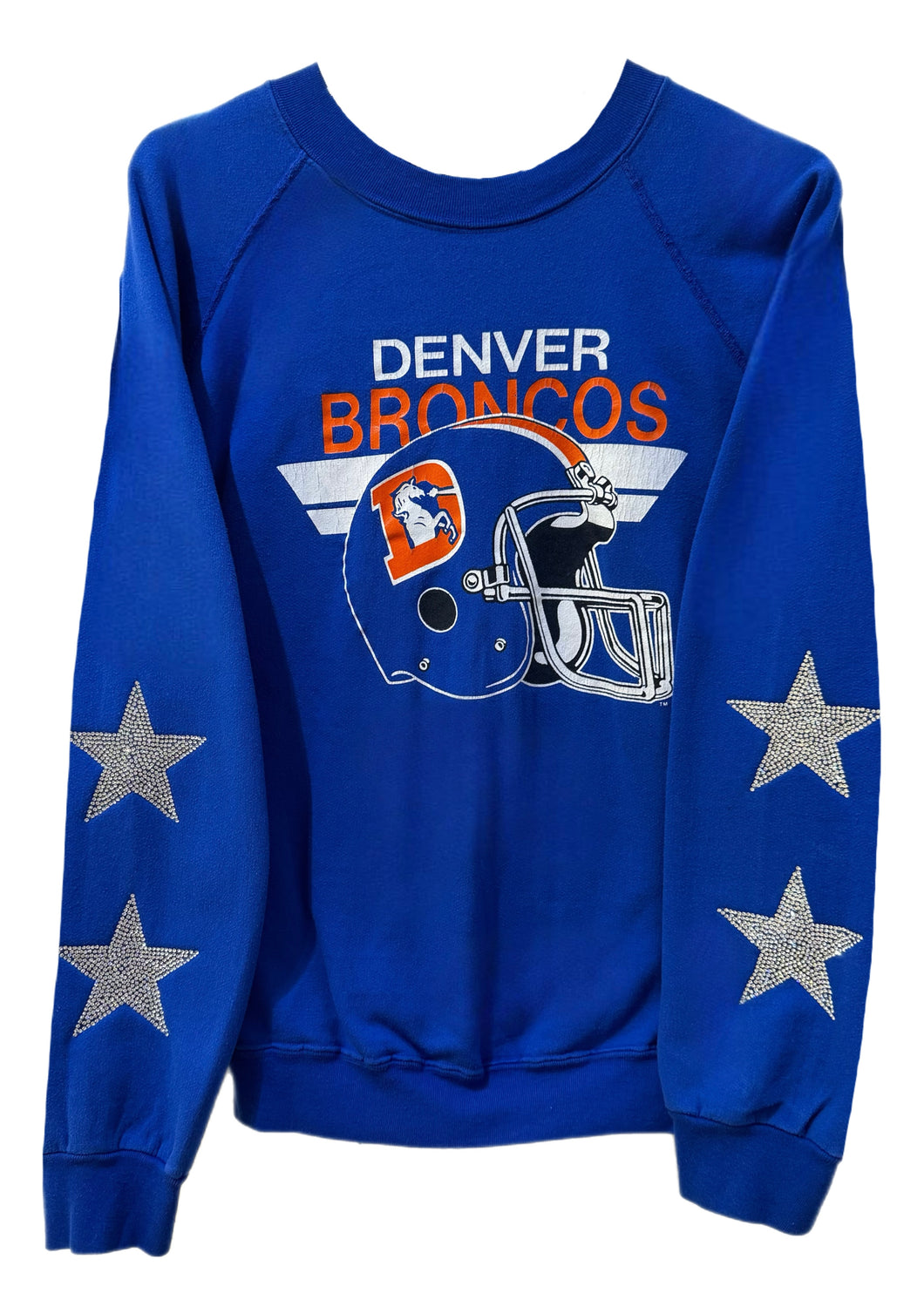 Denver Broncos, Football One of a KIND Vintage Sweatshirt with Crystal Star Design and Custom Name & Number