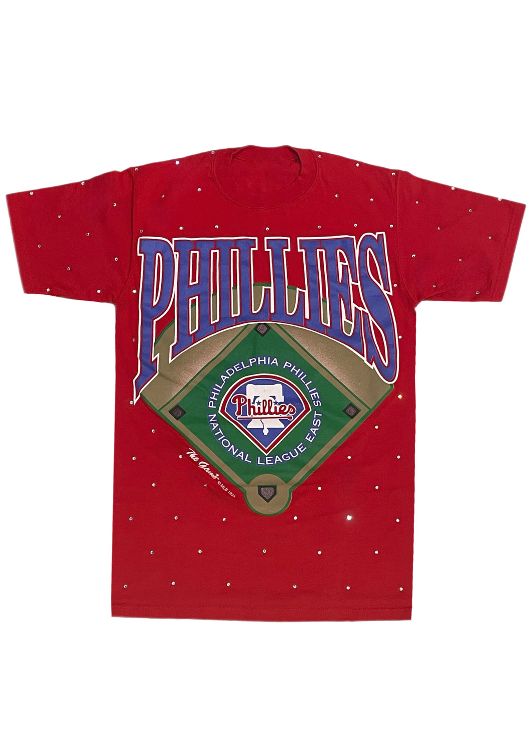 Philadelphia Phillies, Baseball One of a KIND Vintage Tee with Overall Crystal Design