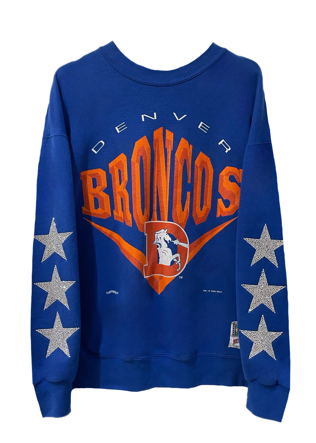 Denver Broncos, Football One of a KIND Vintage Sweatshirt with Three Crystal Star Design