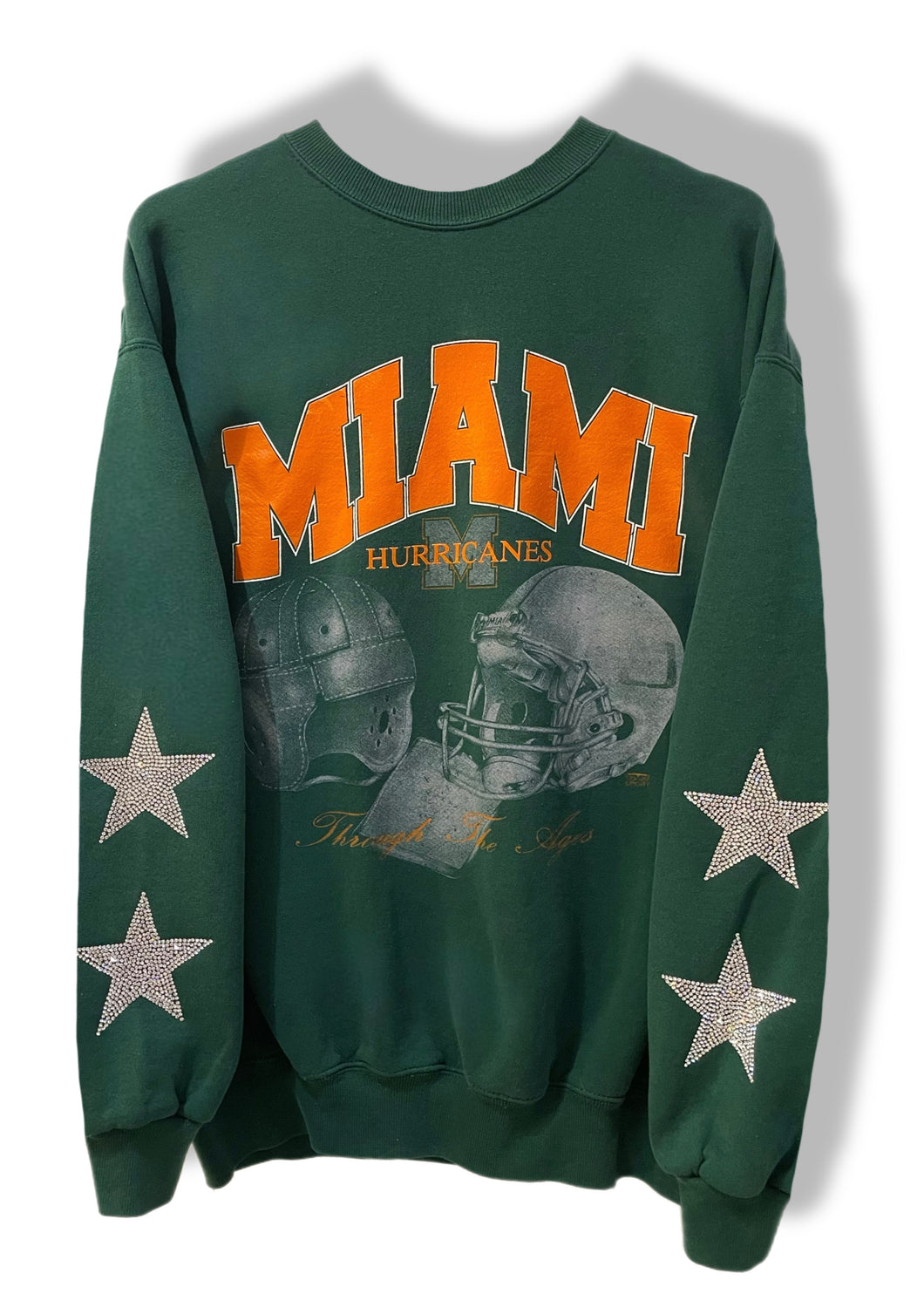 University of Miami, One of a KIND Vintage Miami Hurricanes Sweatshirt with Crystal Star Design