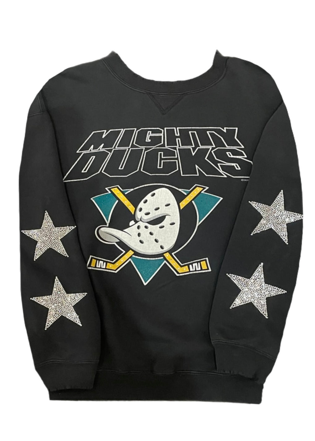 Anaheim Ducks, NHL One of a KIND Vintage “Mighty Ducks” Sweatshirt with Crystal Star Design - Size: Medium