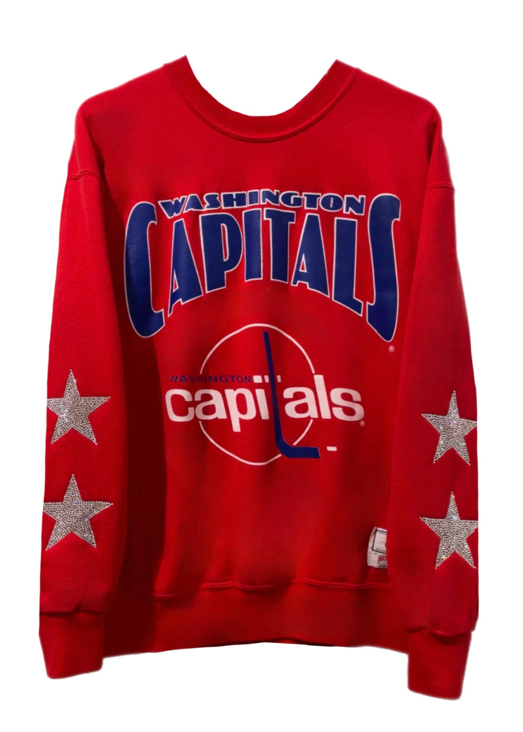 Washington Capitals, Hockey One of a KIND Vintage Sweatshirt with Crystal Stars Design