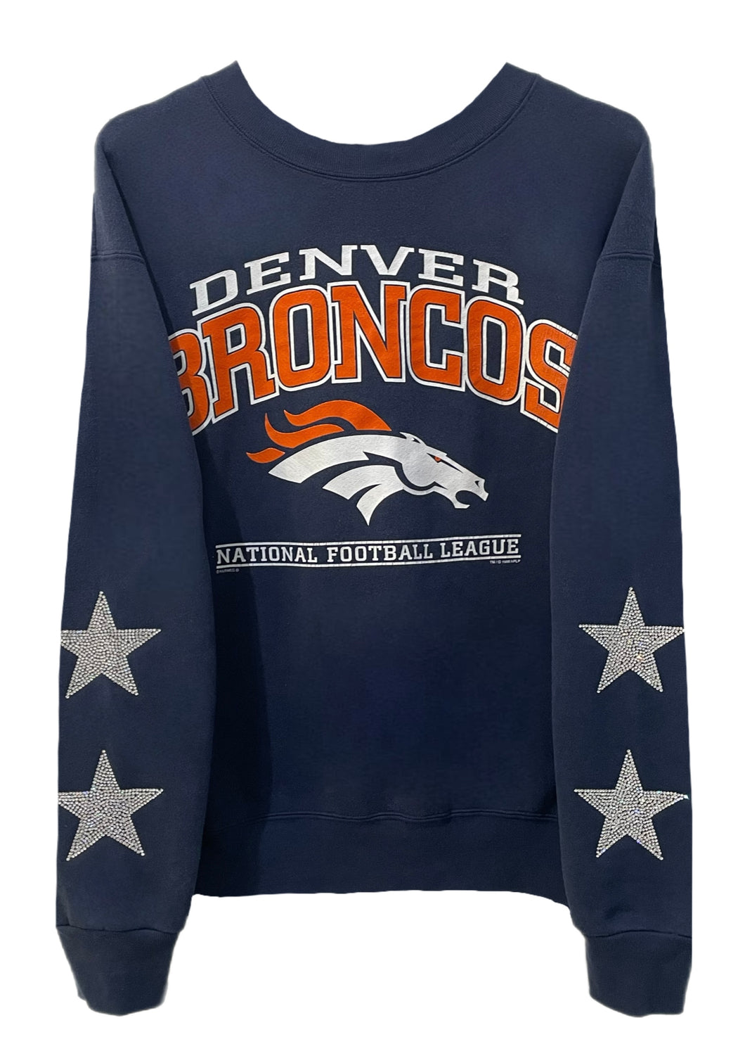 Denver Broncos, Football One of a KIND Vintage Sweatshirt with Crystal Star Design