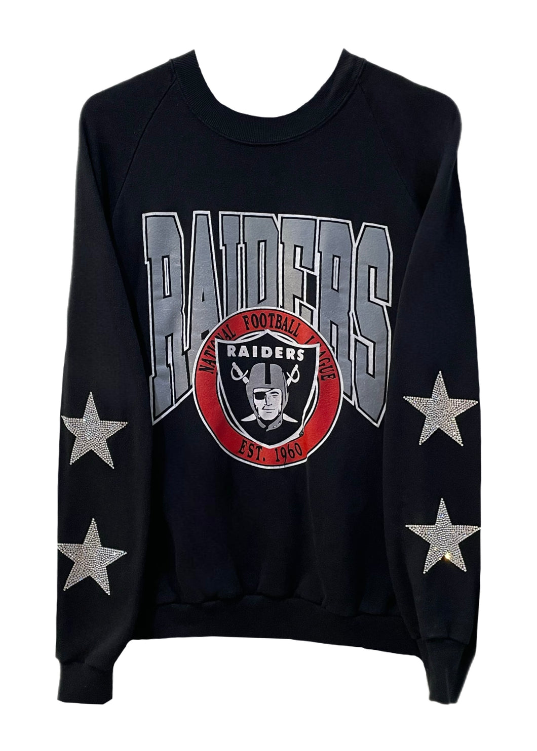 Las Vegas Raiders, Football One of a KIND Vintage Sweatshirt with Crystal Star Design